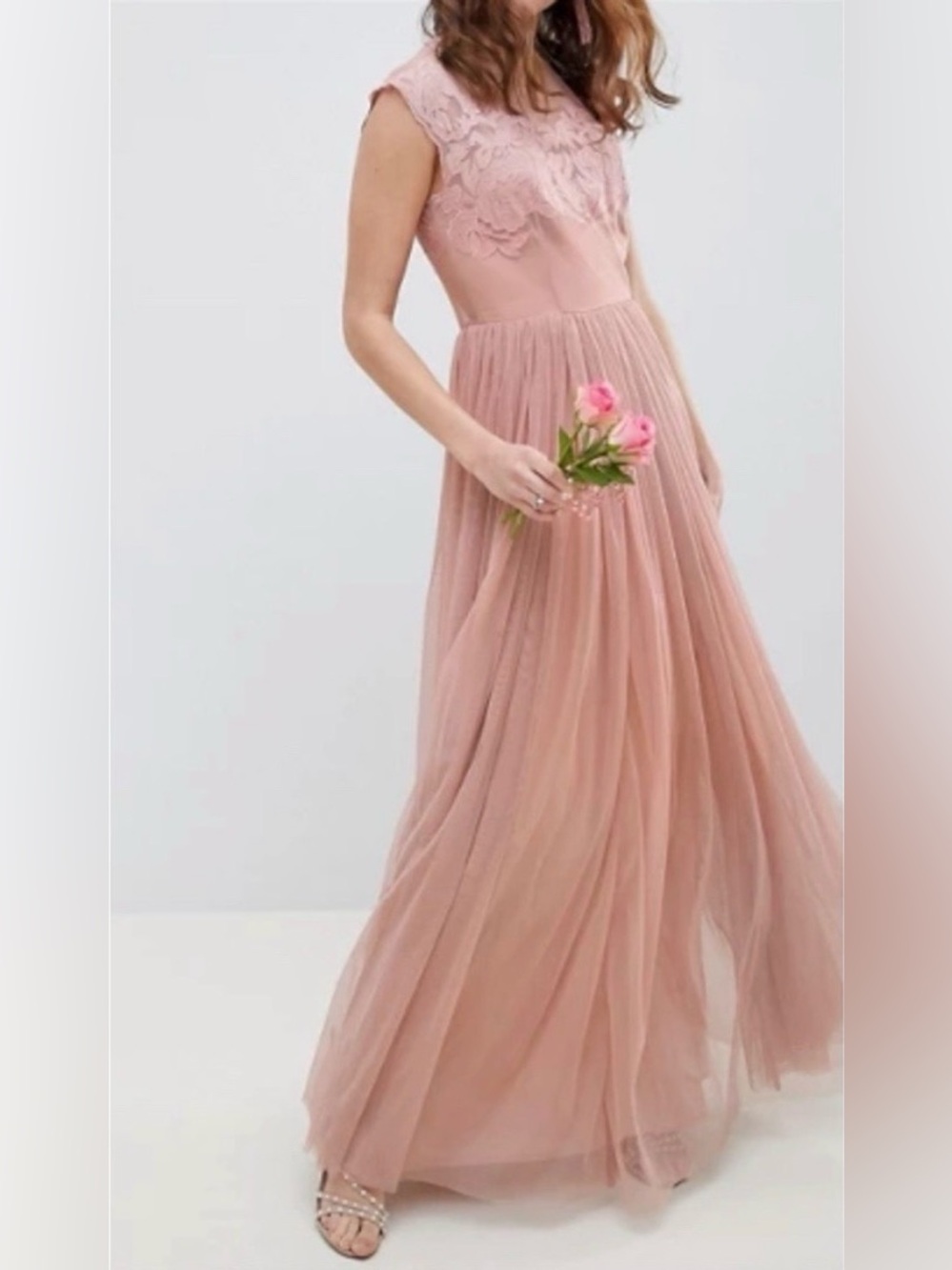 ASOS Dusty Pink Lace Bodice Maxi Dress